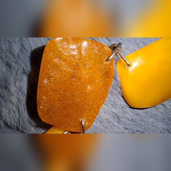 Baltic Amber Russia Egg Yolk Butterscotch Silver Necklace Signed - Picture 11 of 12